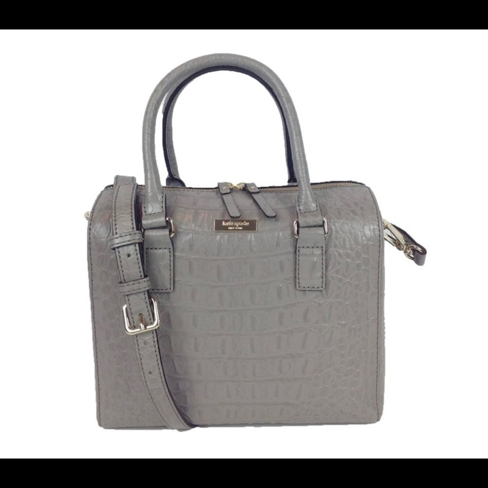 Kate Spade Grey RIALTO PLACE ALESSA CROC SATCHEL